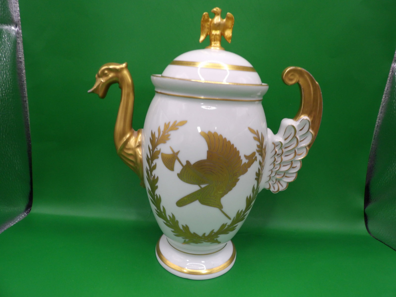 Limoges porcelain coffee pot with gold Swan spout Eagle finial and bird motif signed: Approx. 11 inches height. We will inhouse ship items to you very affordable and efficient. Select self-arrange shipping.