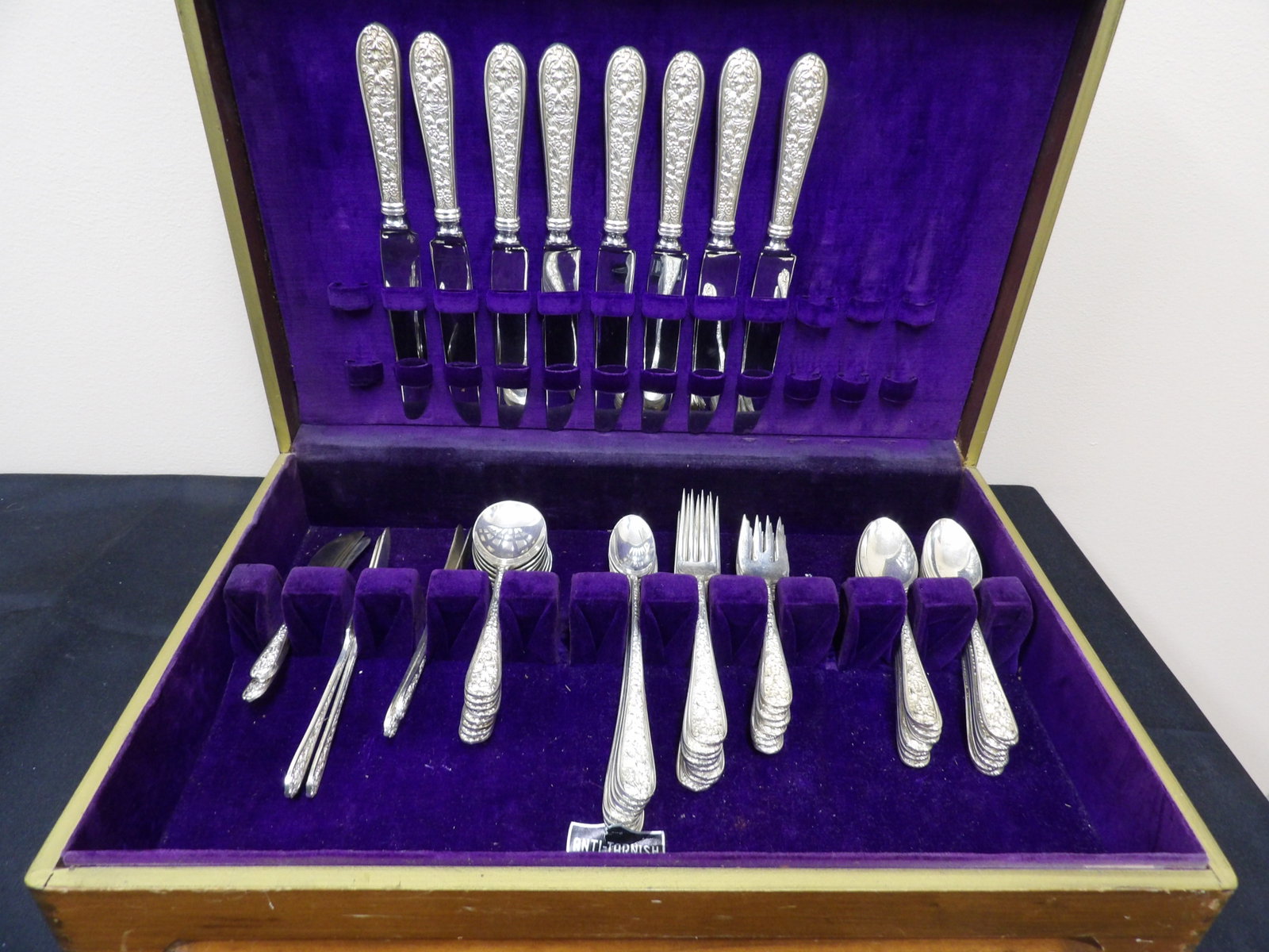 64-pc set Ornate Stieff sterling silver set in box (1 of 13)