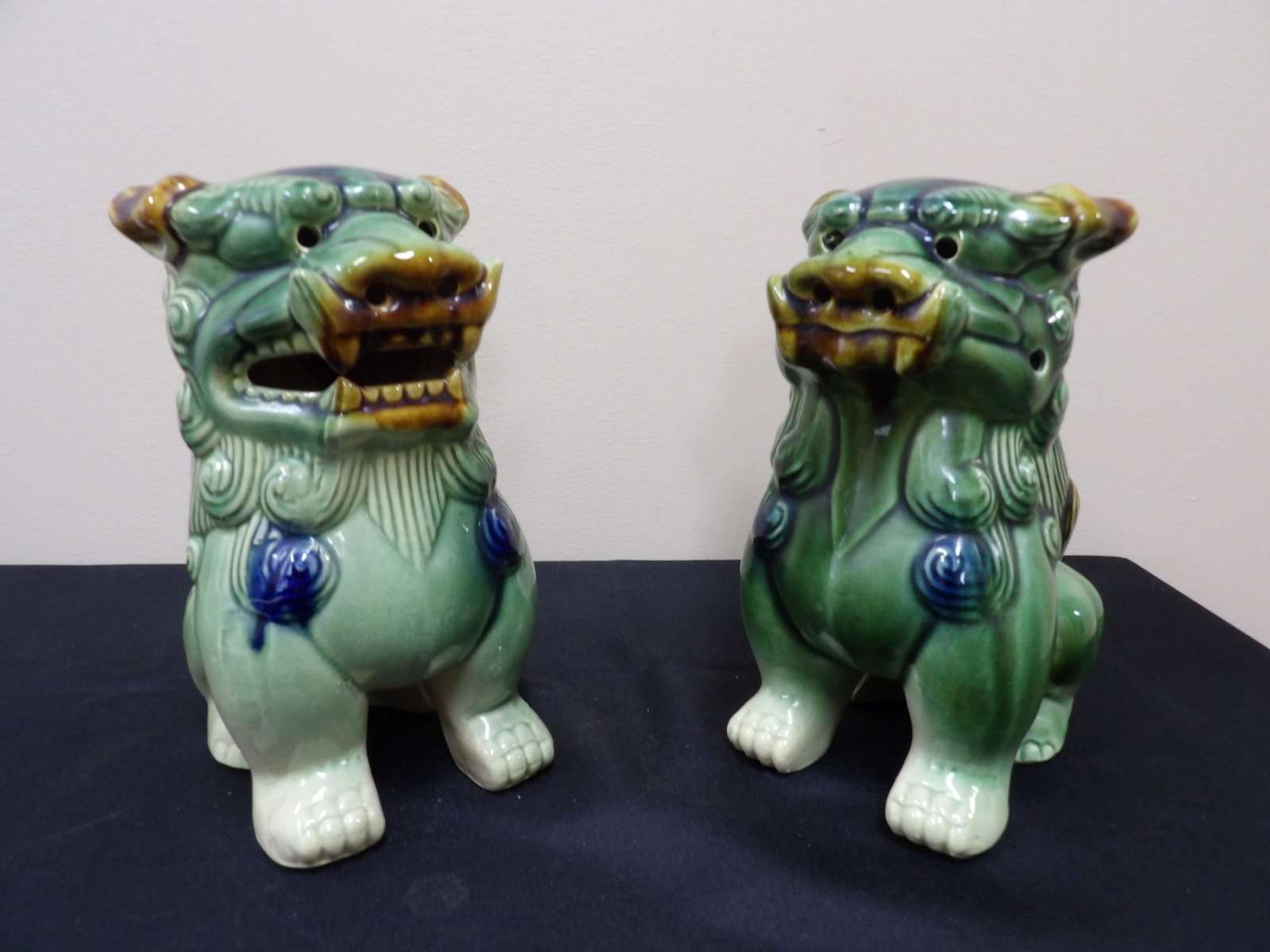 pair of Chinese glazed ceramic foo dog statues (1 of 6)