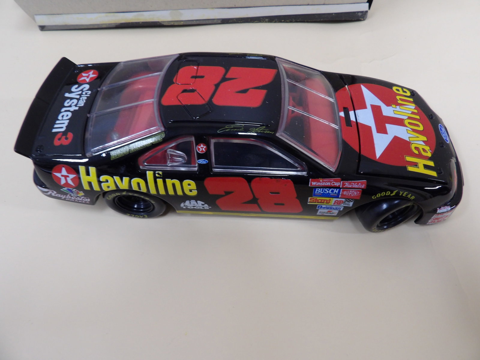 1:24 1996 edition #28 Havoline stock car: 8 inches length car in 10 inches length box.