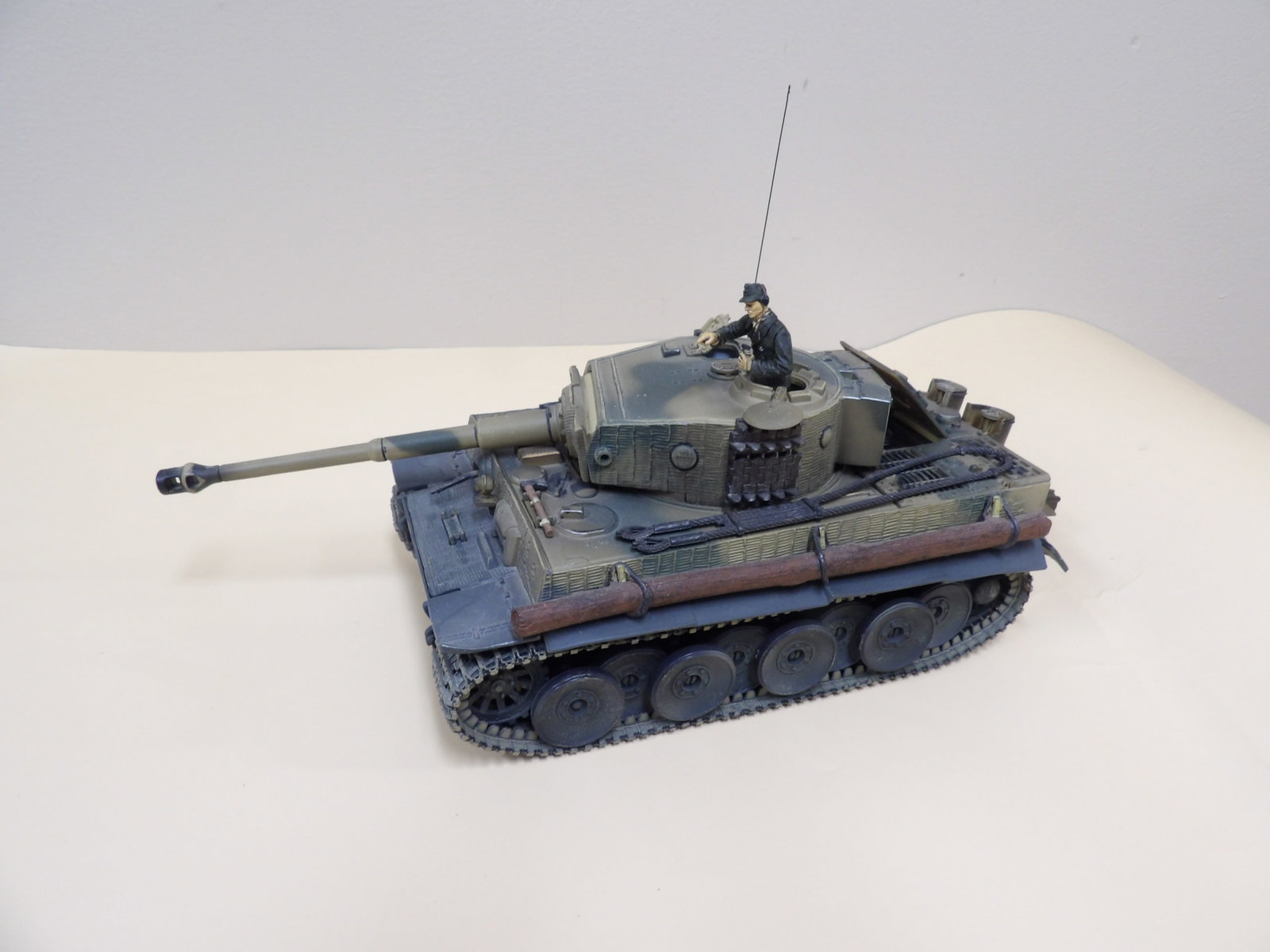 Unimax detailed WWII scale model of German Tiger I tank with removable figure: 10.5 inches length.