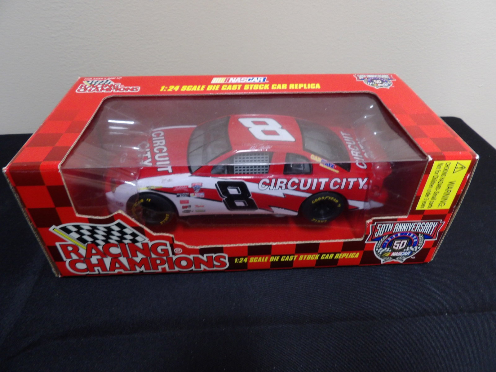 1:24 Racing Champions 50th anniversary #8 Strickler Circuit City: 7.5 inches length scale car in 10 inches length box. We will inhouse ship items to you very affordable and efficient. Select self-arrange shipping.