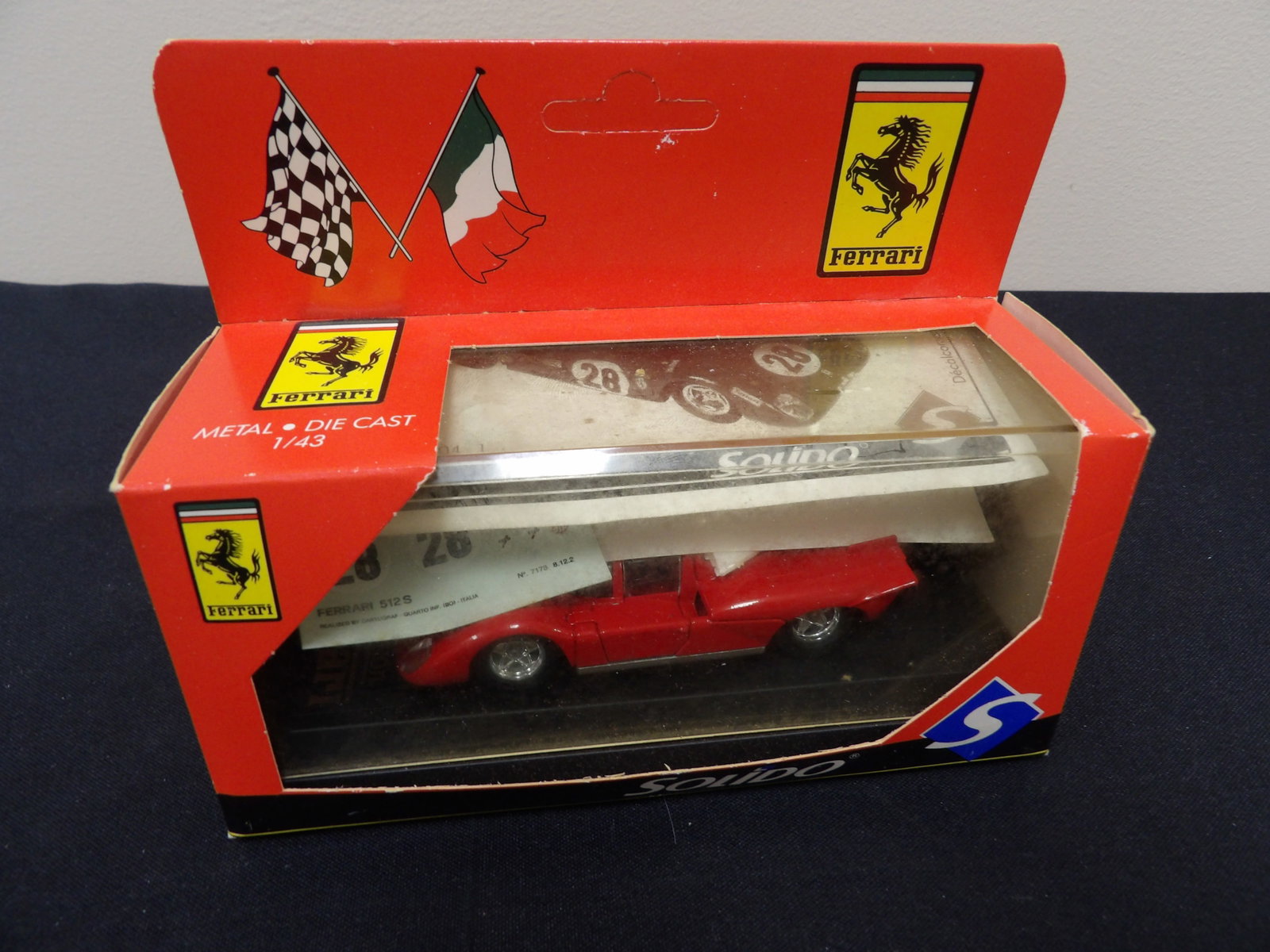Solido Ferrari 512S Daytona 70 scale car: 3.7 inches length scale car in 6 inches length box.