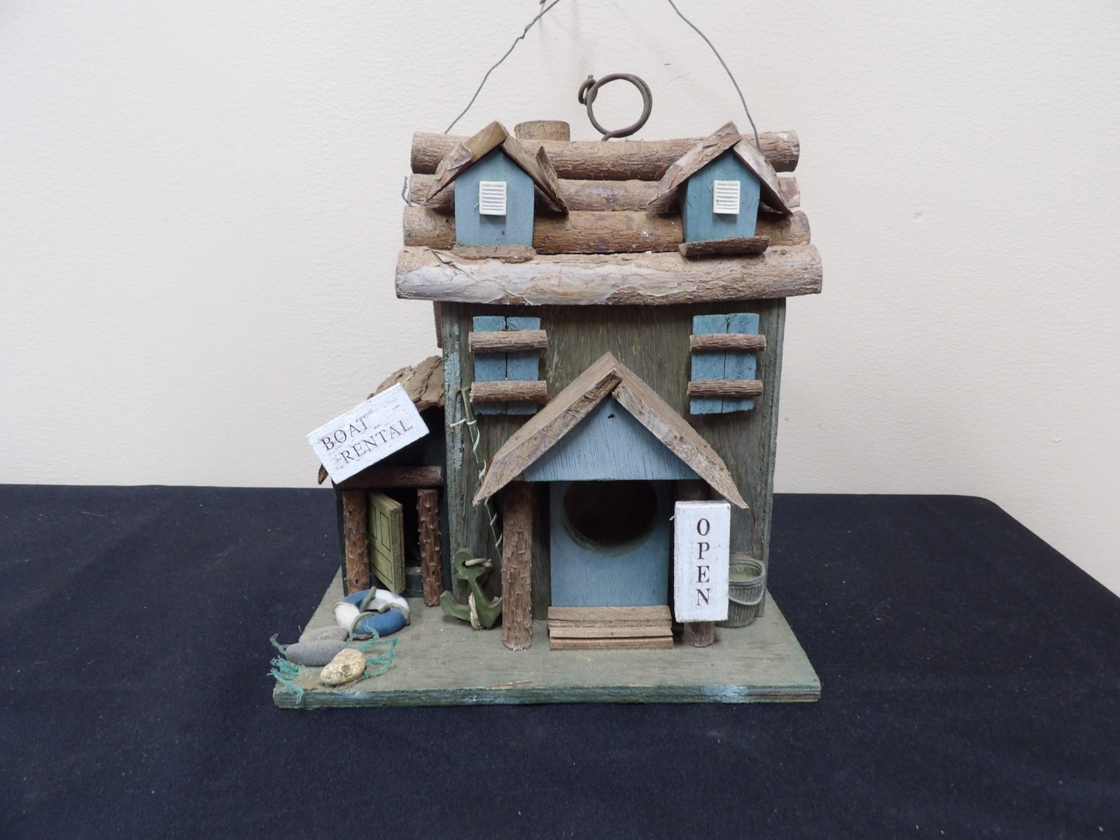 rustic wood carved boat rental birdhouse: Approx. 9 inches height. We will inhouse ship items to you very affordable and efficient. Select self-arrange shipping.