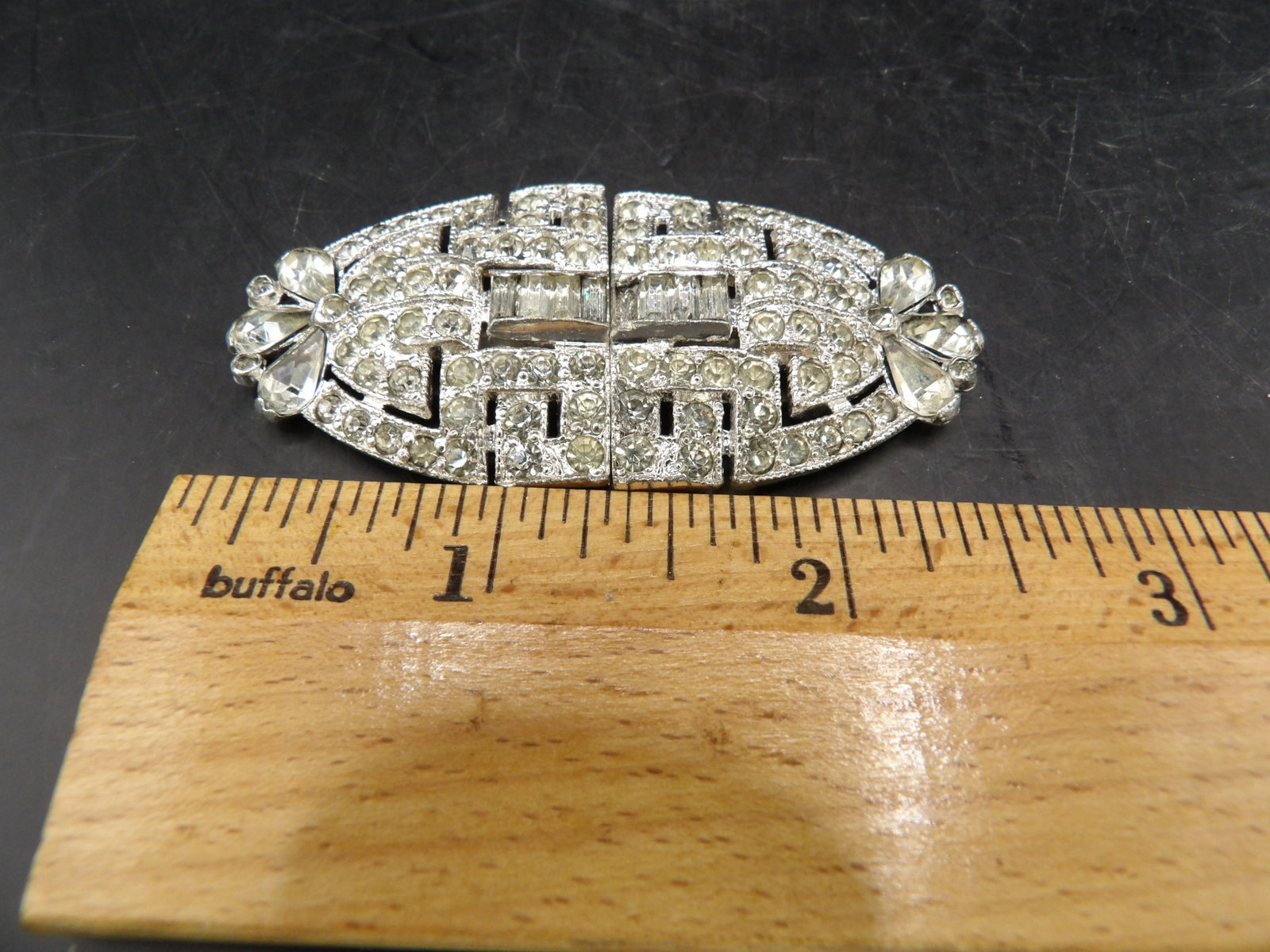 pair of art deco dress clips: 2.5 inches length.