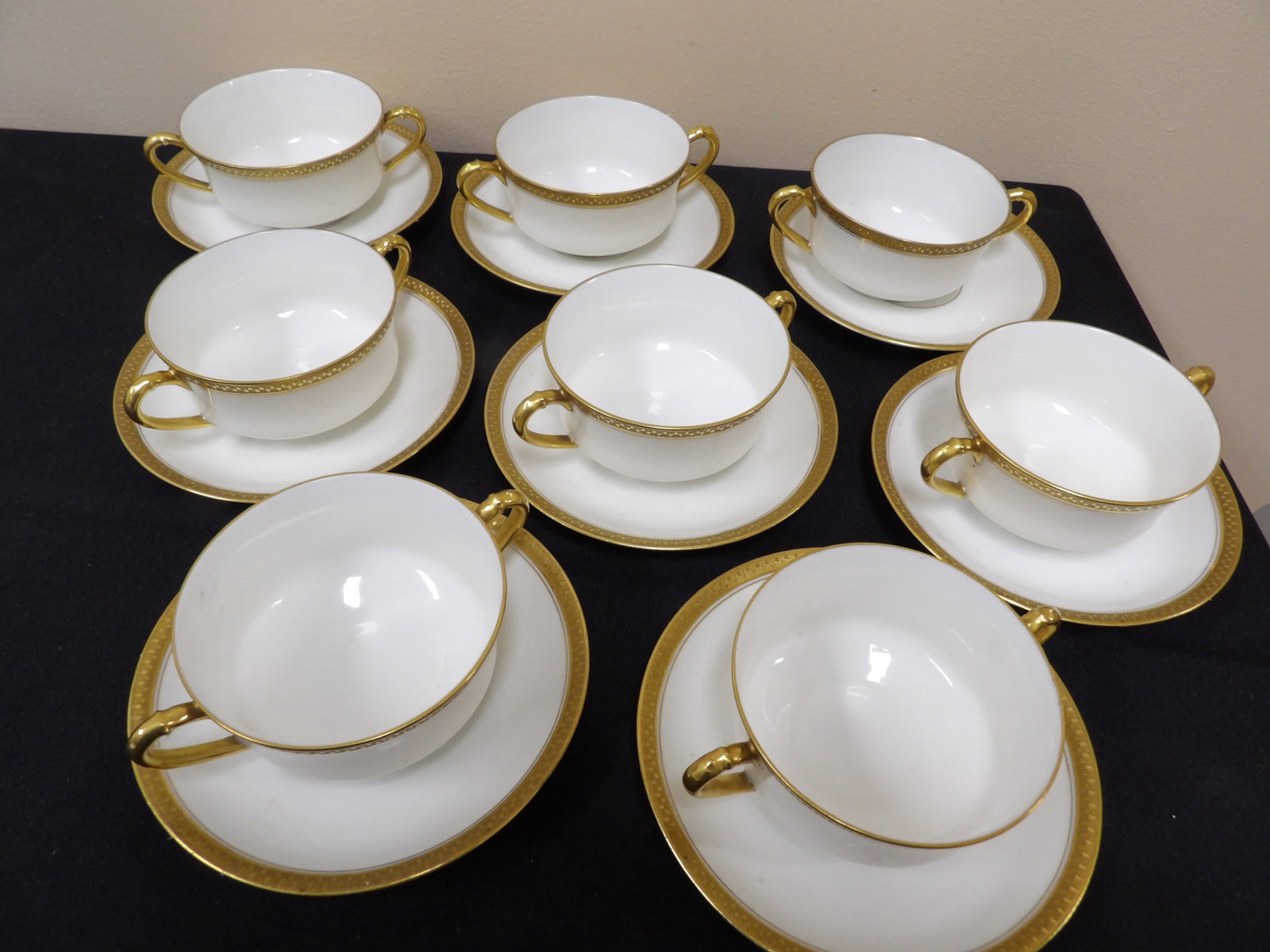 lot of 16 Limoges porcelain cup and saucer sets with gold trim (1 of 5)
