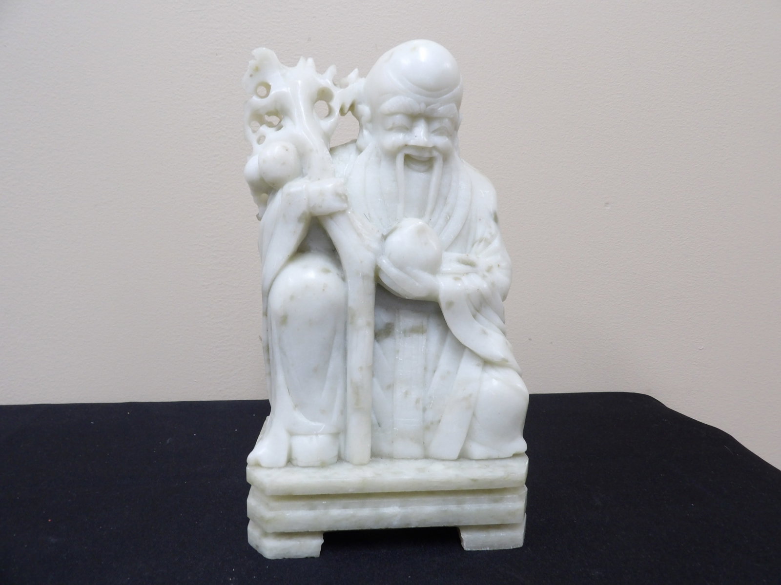 heavy fine carved Chinese stone Longevity God statue: 9.5 inches height. 9.5 lbs.