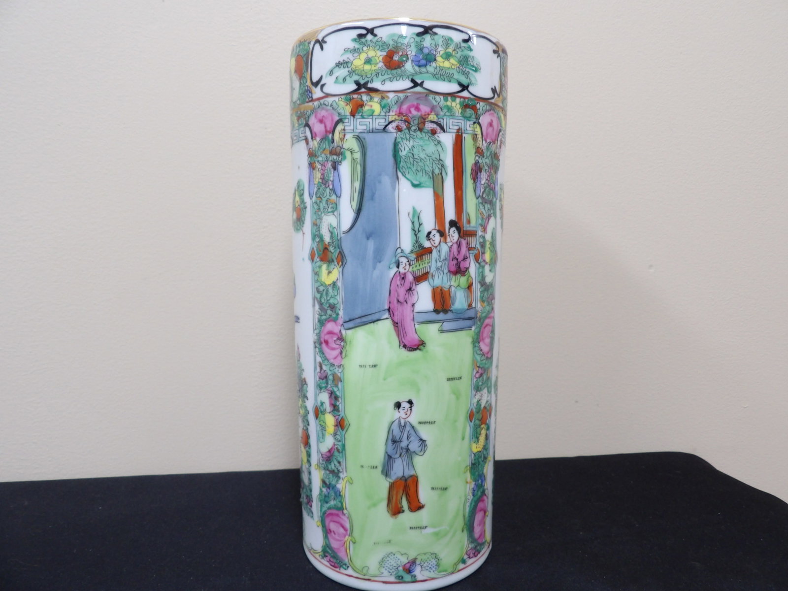 Chinese famille rose rose porcelain hat stand or vase: Over 12 inches height.