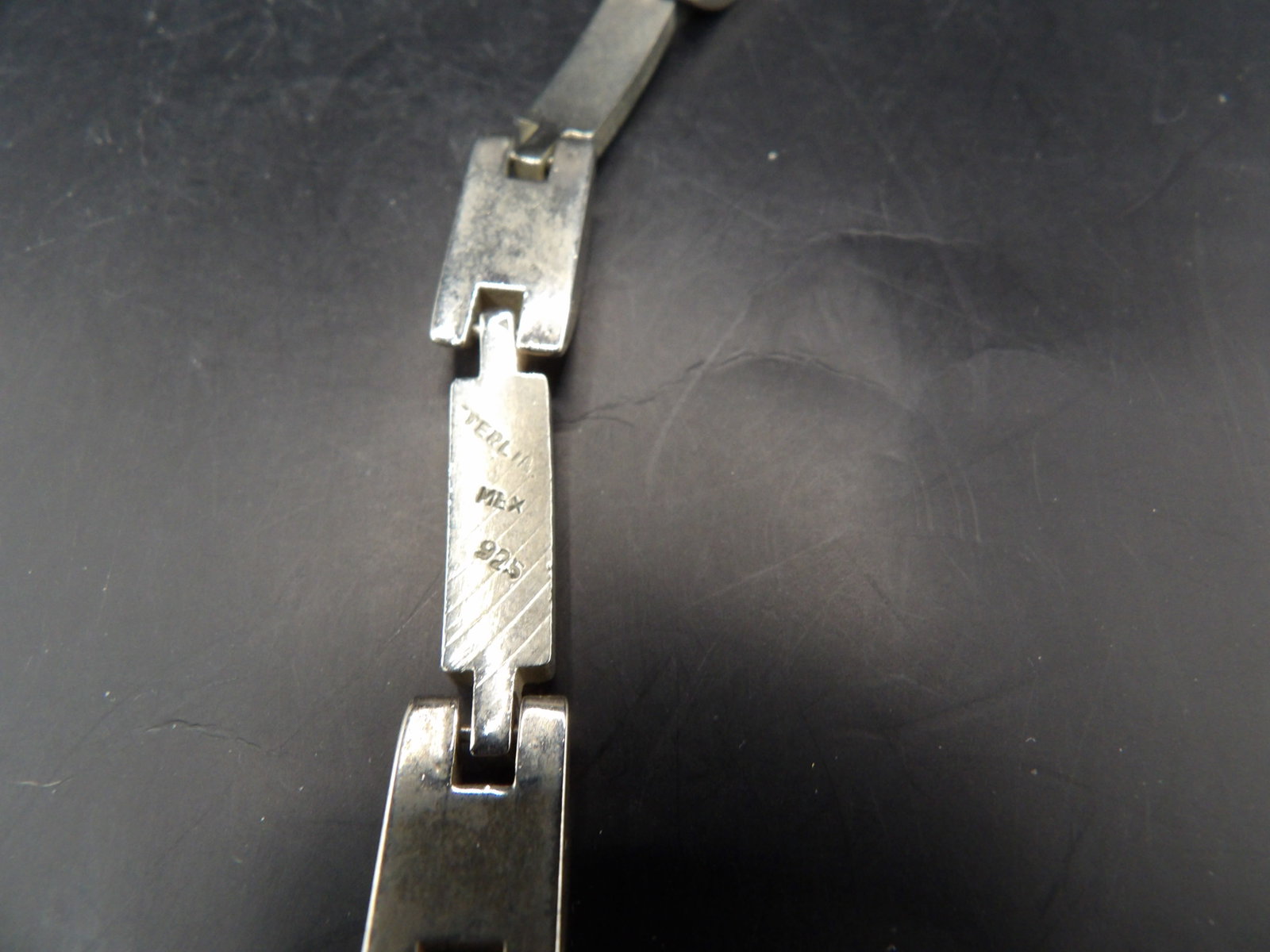 stamped 925 sterling silver rectangular segments link bracelet - 4