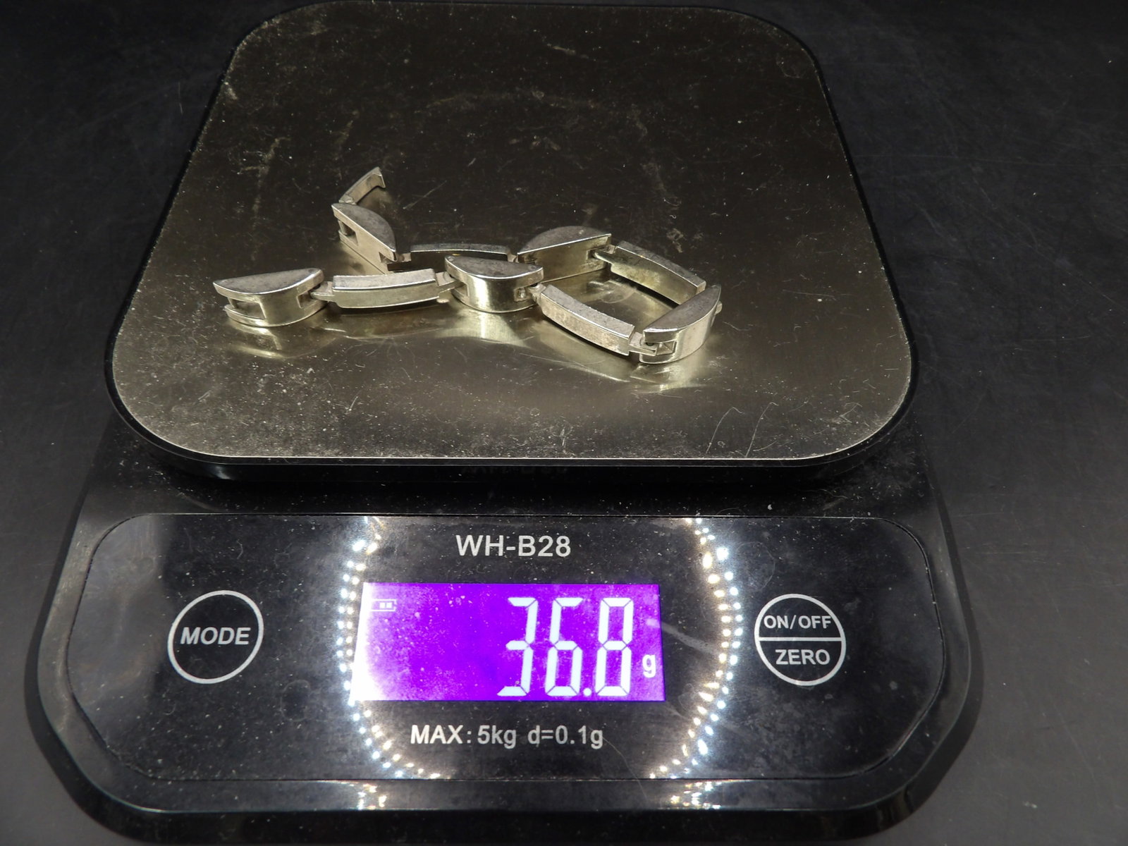 stamped 925 sterling silver rectangular segments link bracelet - 5