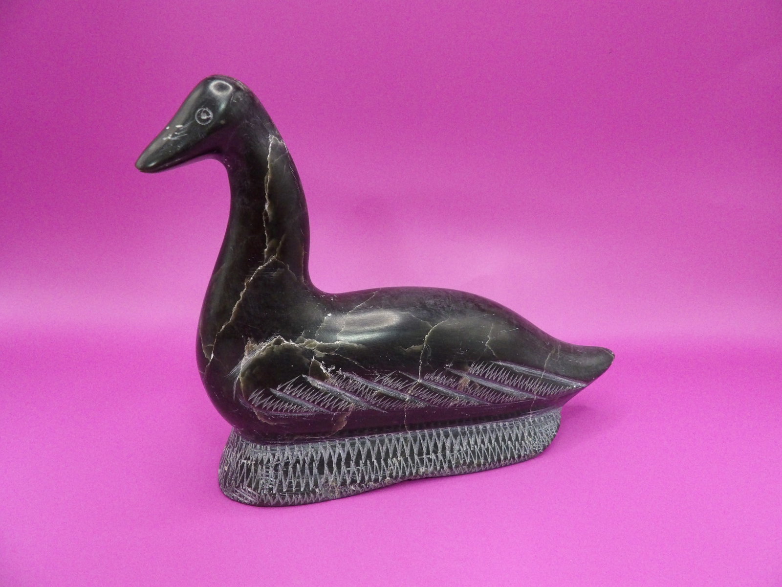 Eskimo art Canada Inuit goose stone sculpture signed 1972: 6 inches length. We will inhouse ship items to you very affordable and efficient. Select self-arrange shipping.