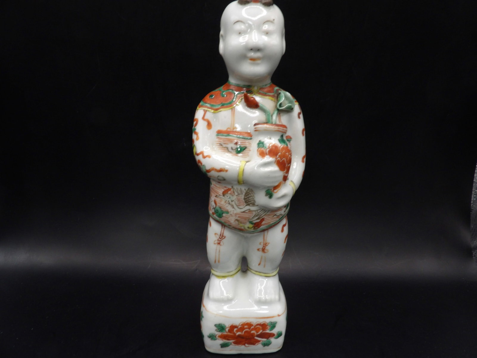 Chinese antique Qing dynasty porcelain ho ho boy figurine: 8.7 inches height. We will inhouse ship items to you very affordable and efficient. Select self-arrange shipping.