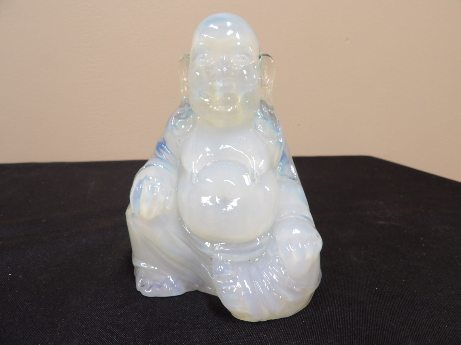 Chinese opalite laughing buddha statue: 4.8 inches height. 930 grams. We will inhouse ship items to you very affordable and efficient. Select self-arrange shipping.
