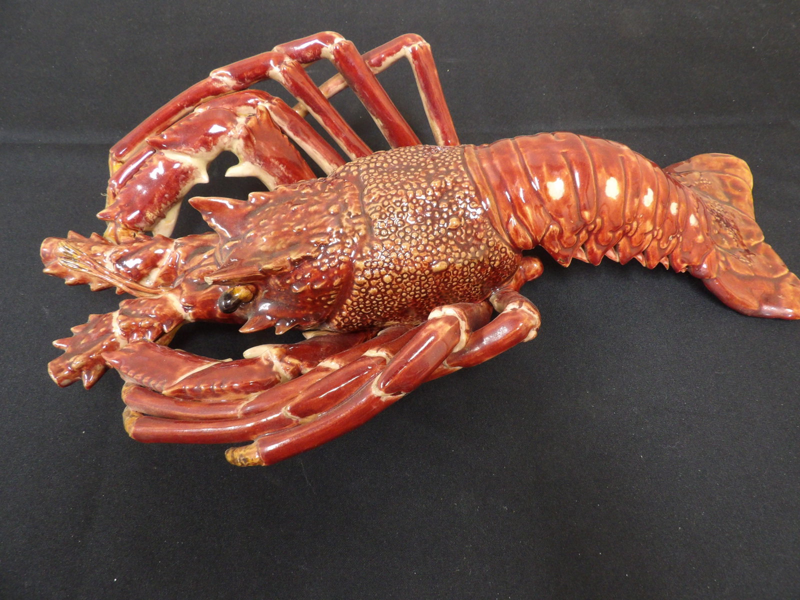rare large majolica porcelain lobster sculpture: Approx. 17 inches length.
