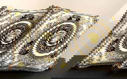 Pair Versace Gala Medusa Oversize Cushions - A: Pair Versace Gala Medusa Cushions. Large And White Silk And Velvet Reversible, New With Original Tags And Dust Bags, 30 X 30 Inches. Currently $1,100 Each At Neiman Marcus. See Photos For Condition.