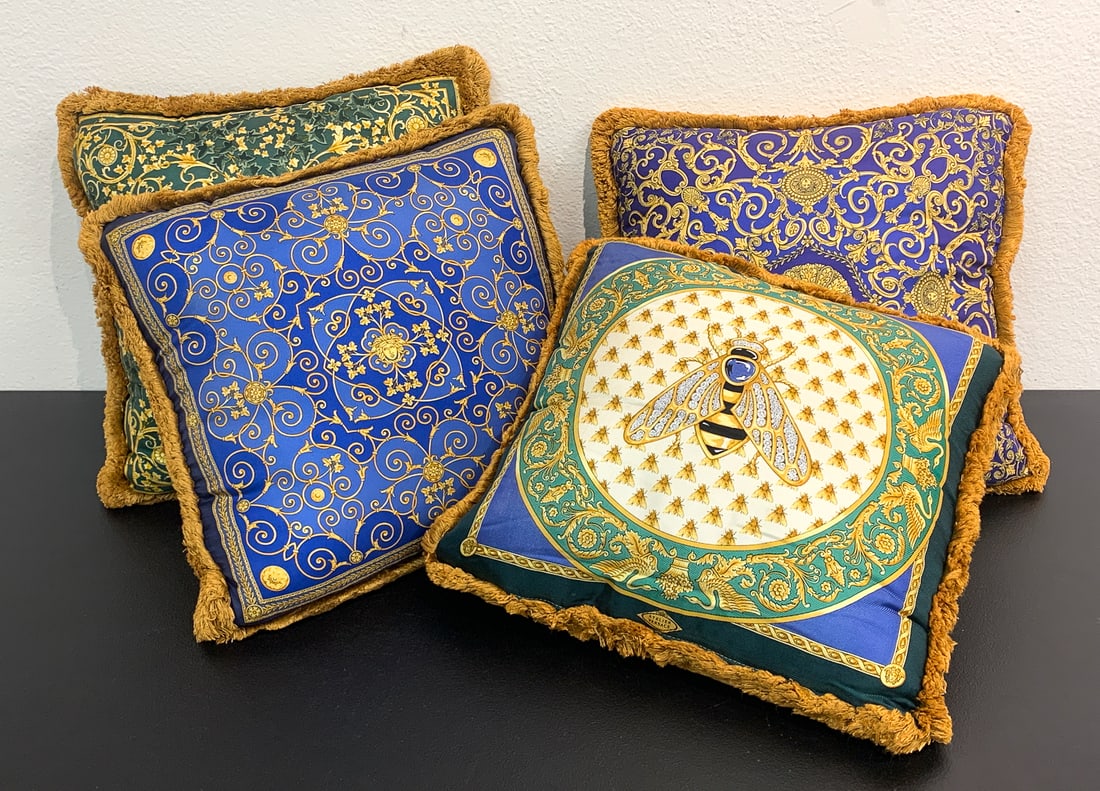 Four Versace Silk Twill Throw Pillows (1 of 12)