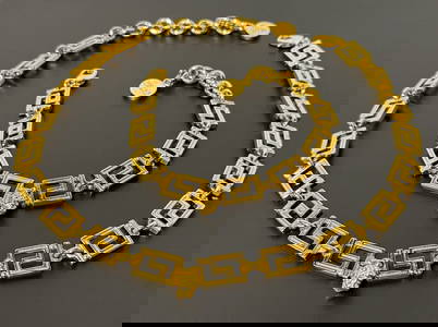 Versace Unica Greca Necklace And Bracelet Set