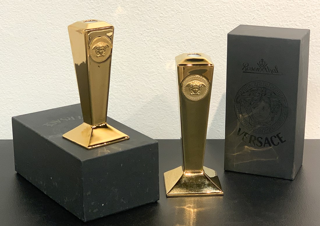 Two Versace Medusa Porcelain Candlesticks (1 of 5)