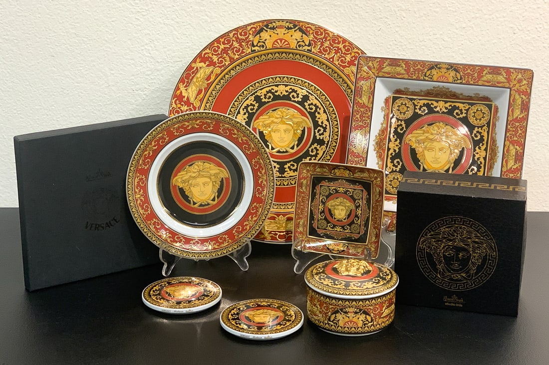 Seven Versace Medusa Red Porcelain Items (1 of 7)
