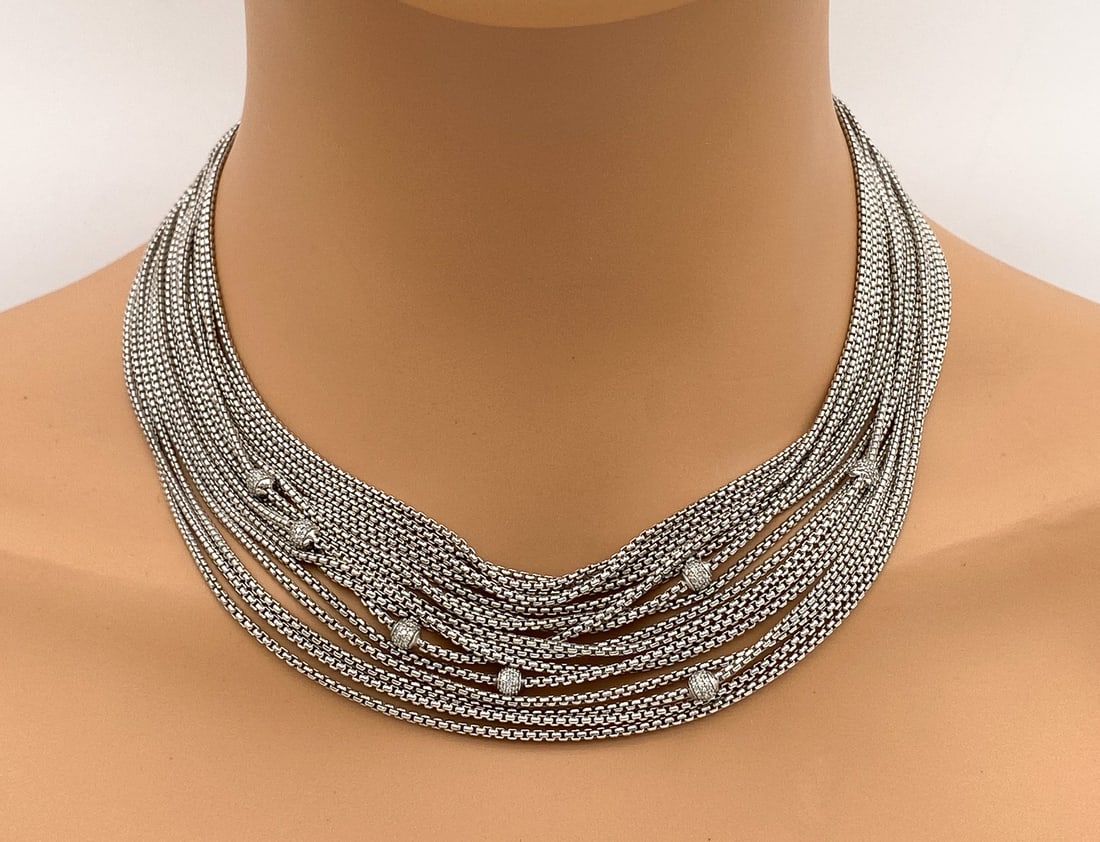David Yurman Diamond & Sterling Silver Necklace (1 of 3)