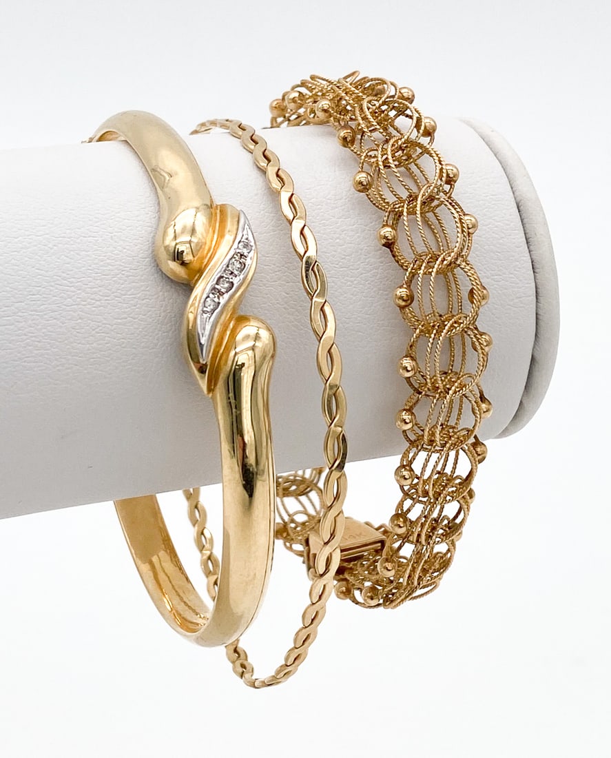 Three 14kt Yellow Gold Bracelets (1 of 2)