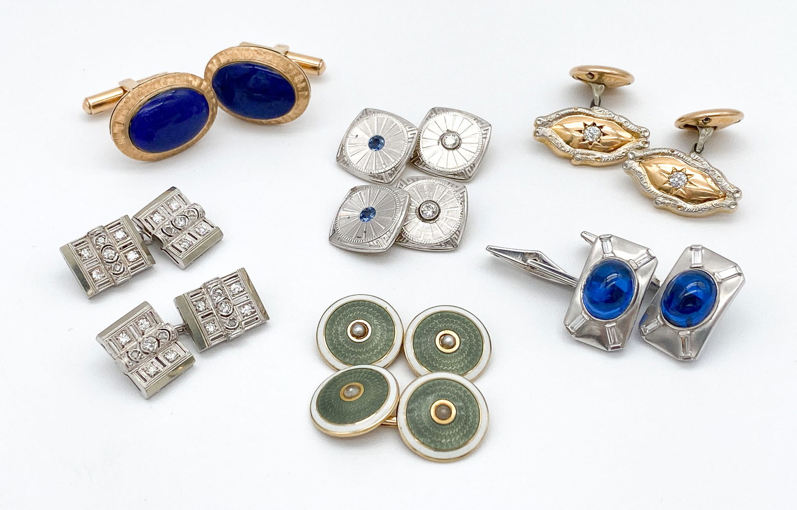 6 Pair Men's Cuff Links (1 of 3)