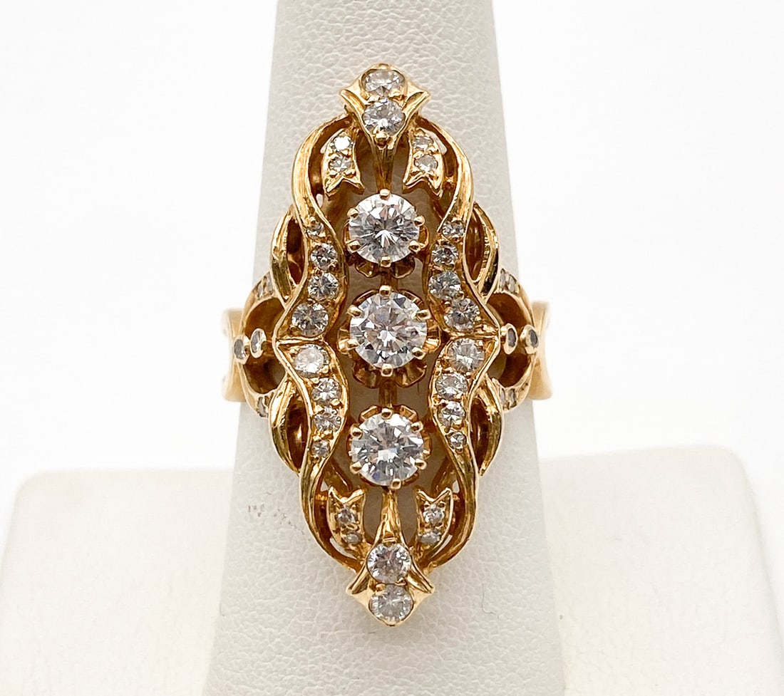 Diamond & 14 Karat Yellow Gold Cocktail Ring (1 of 2)