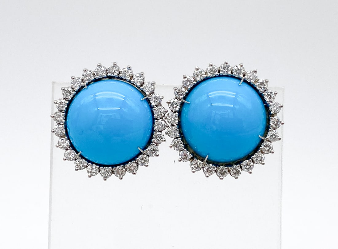 Diamond And Turquoise 14k Earrings (1 of 2)