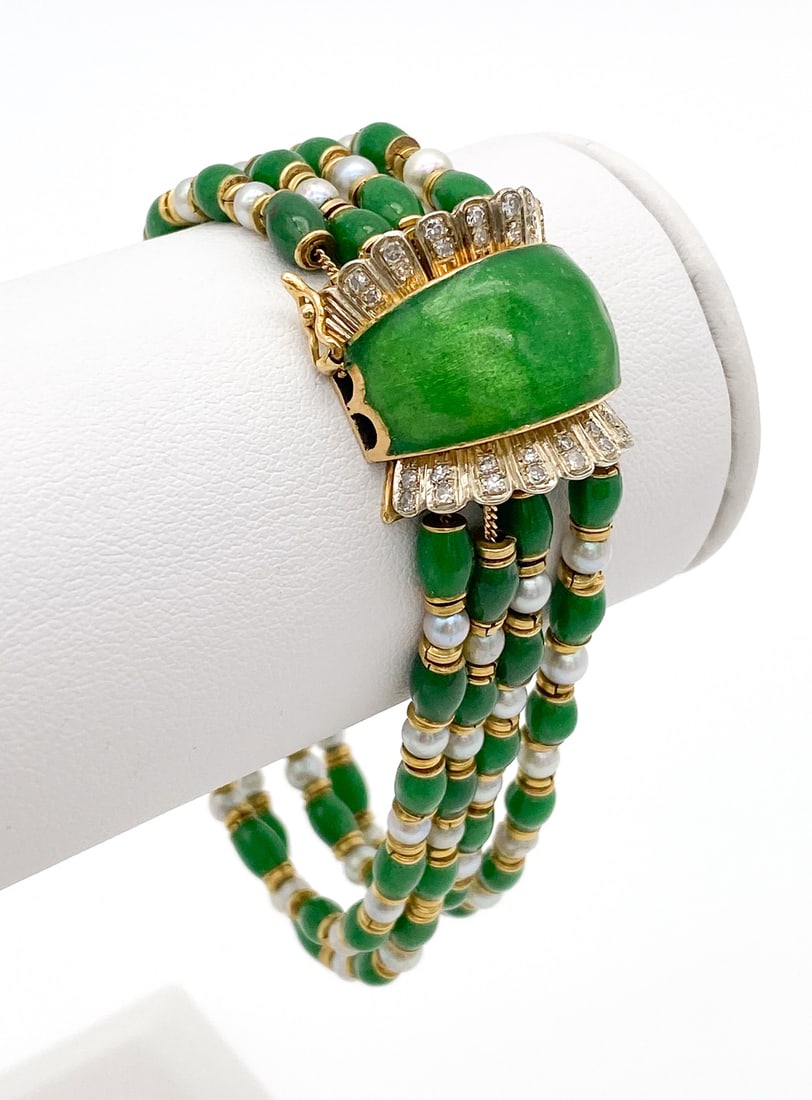 Enamel, 18k Gold, Diamond And Pearl Bracelet (1 of 4)