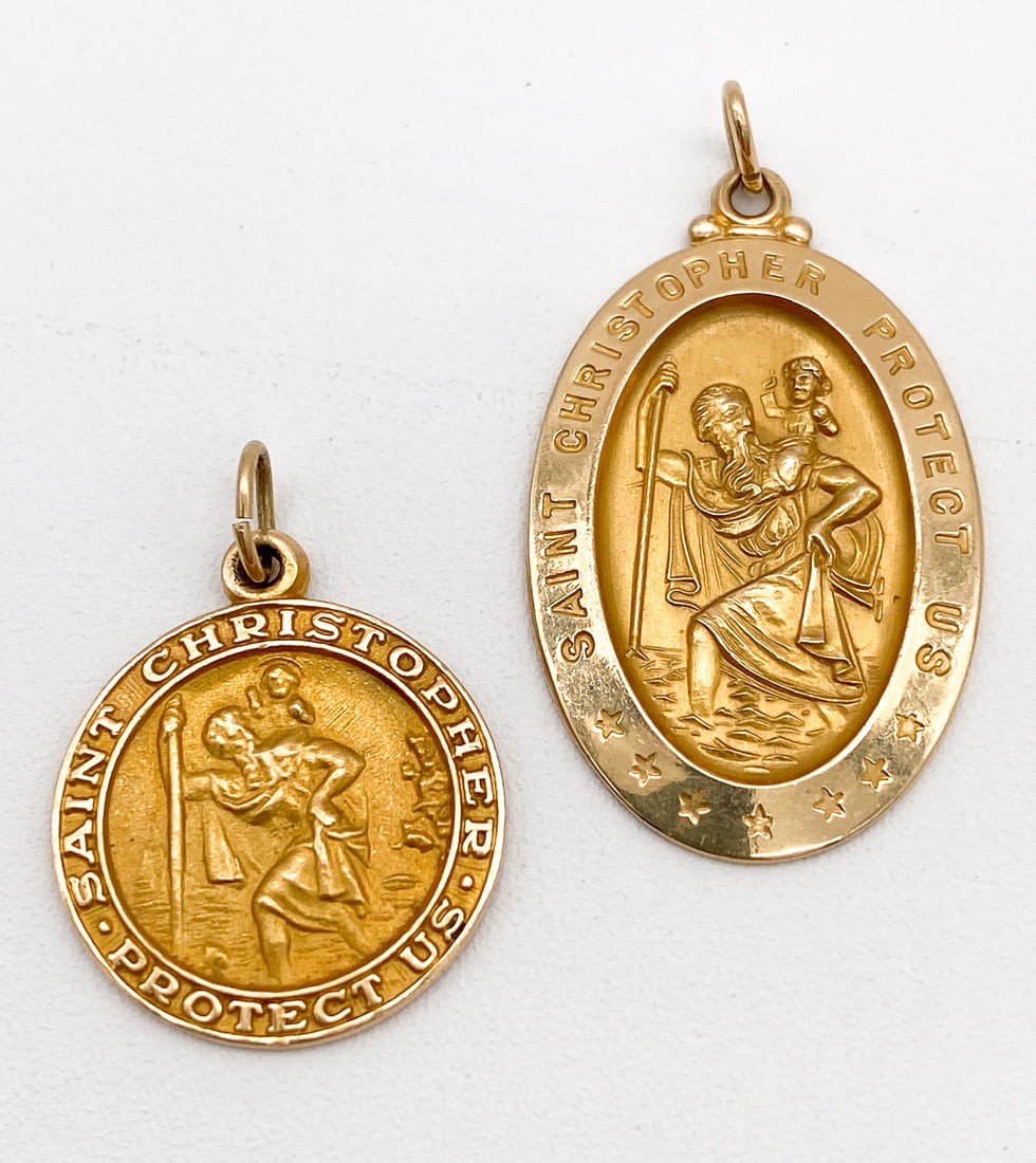 Two 14k Yellow Gold St. Christopher Charms (1 of 2)