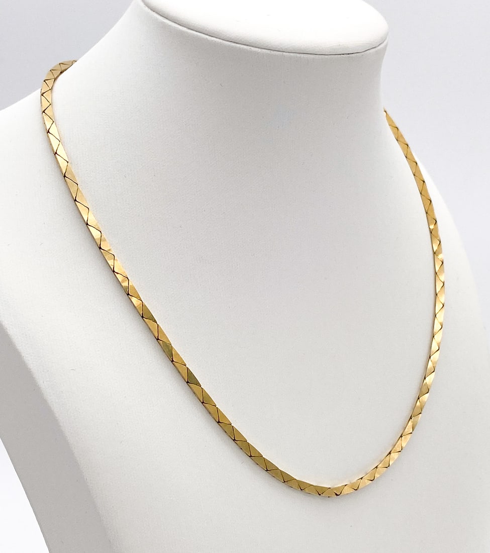 Italian 14kt Yellow Gold Snake Chain: Italian 14kt Yellow Gold Snake Chain, Marked Italy 585 And 30, 16 Inches, 16 Grams