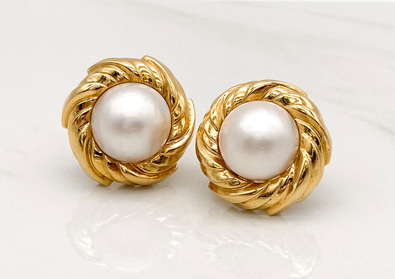 Mabe Pearl And 14k Yellow Gold Earrings (1 of 2)