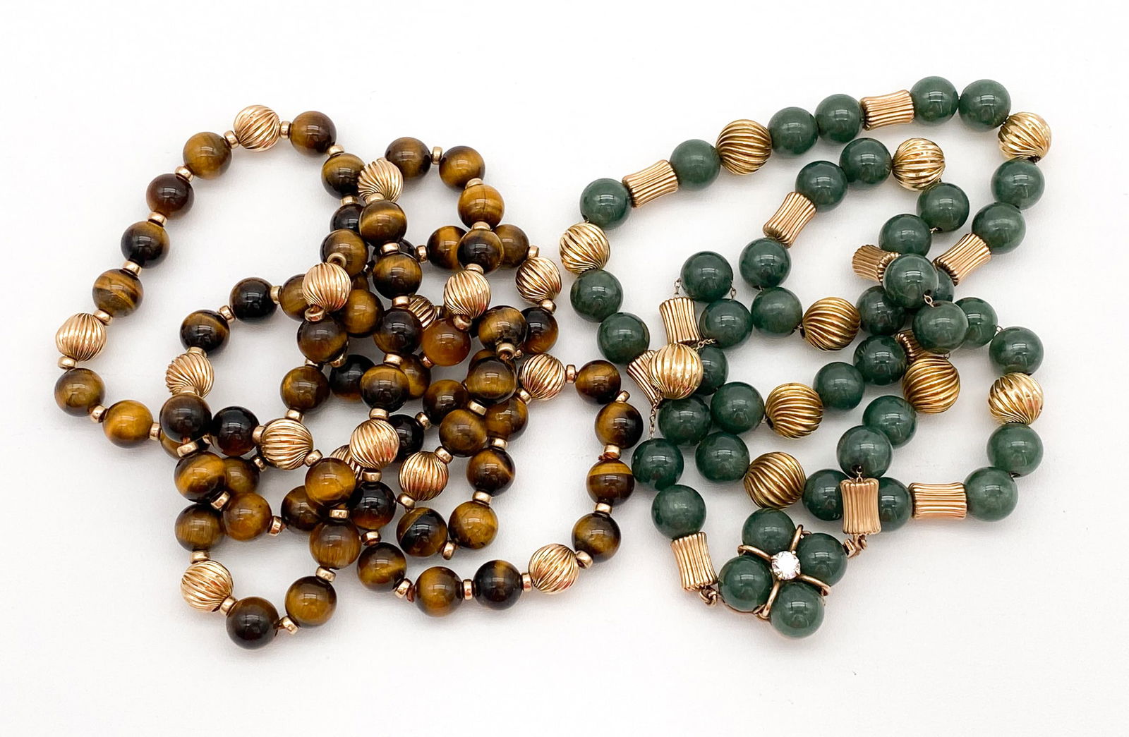 Jade And Tiger's Eye 14k Gold Necklaces (1 of 3)