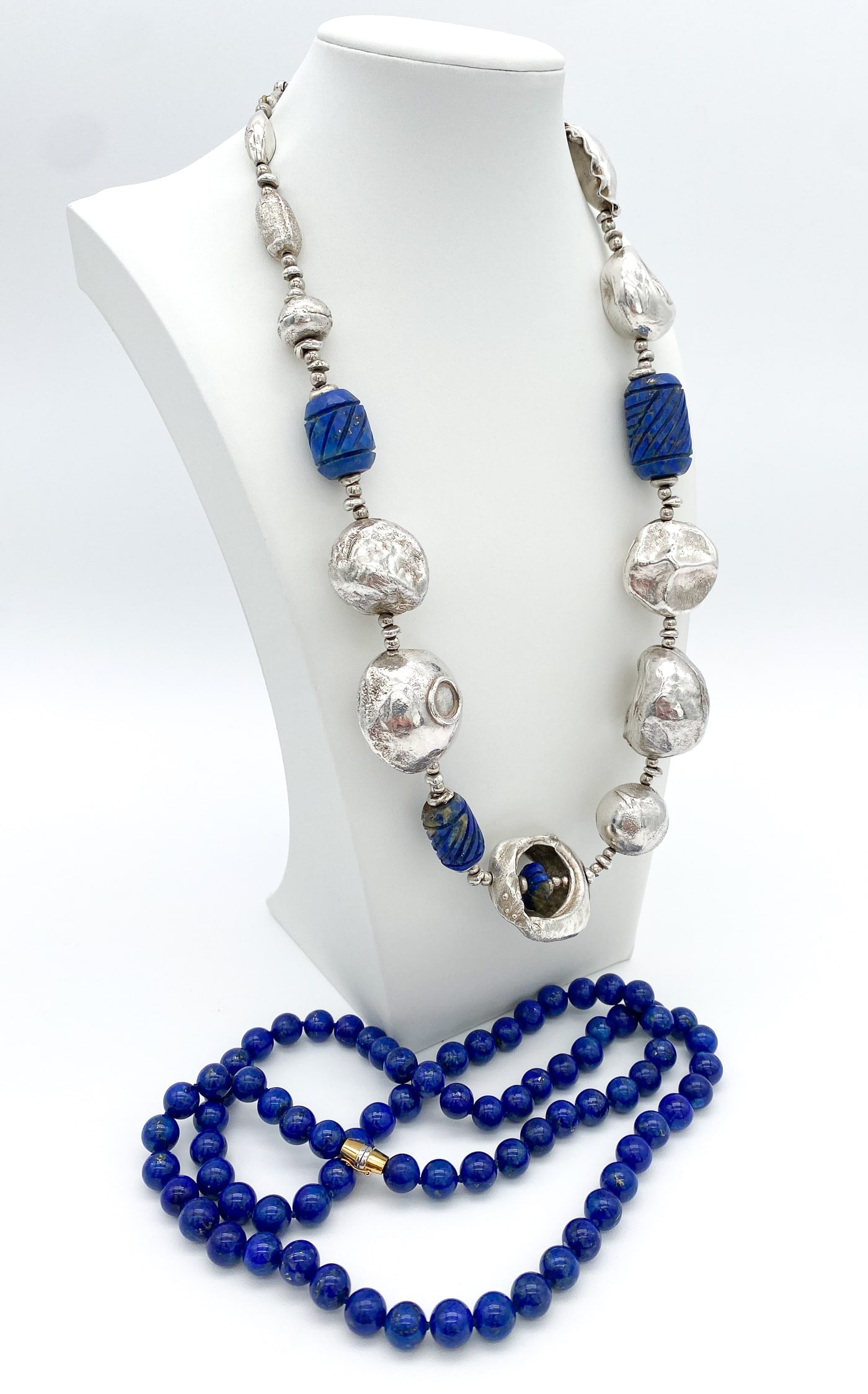 Lapis And Sterling Bead Necklaces (1 of 4)