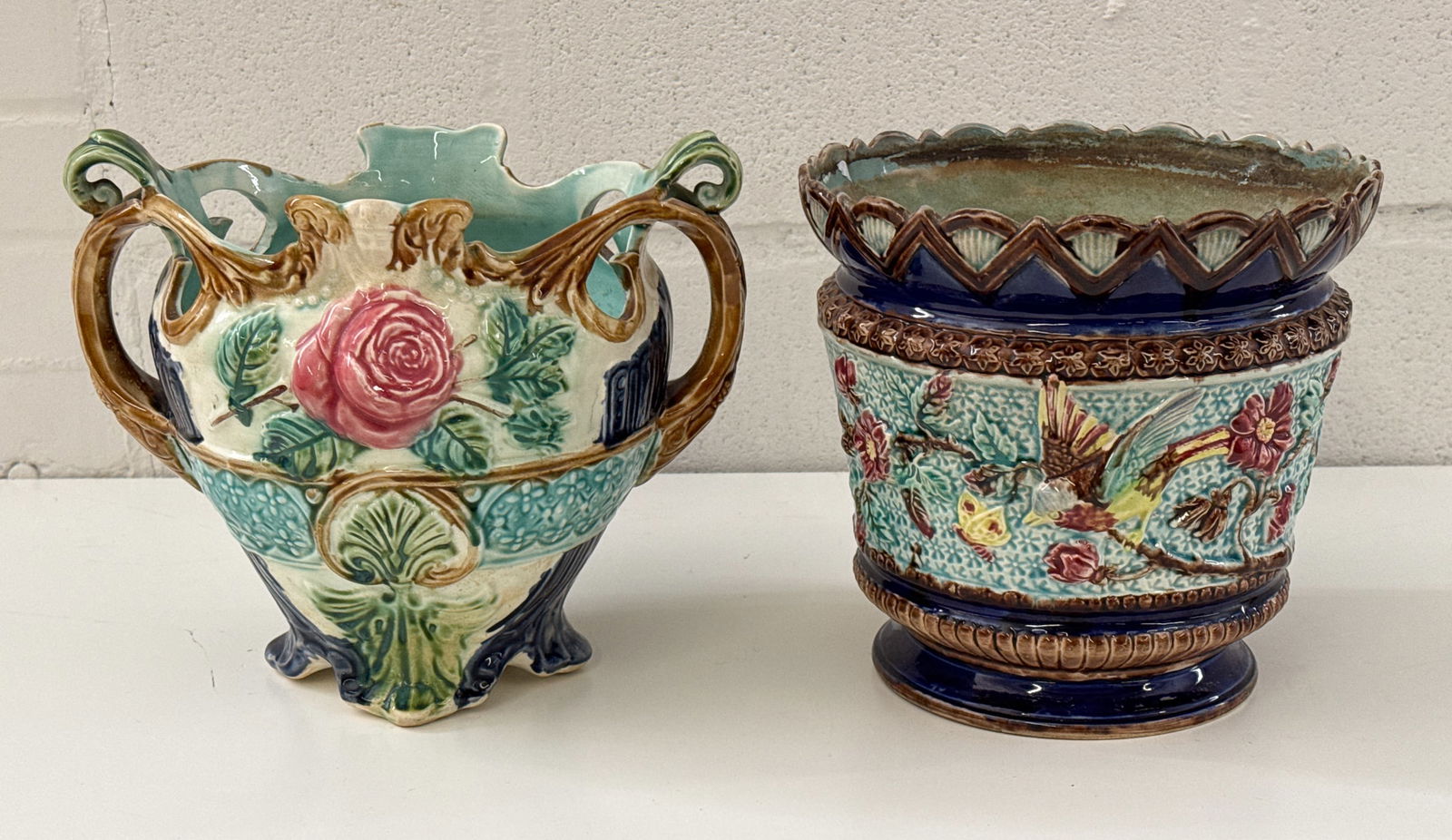 Two French Majolica Jardinere Cachepots (1 of 4)