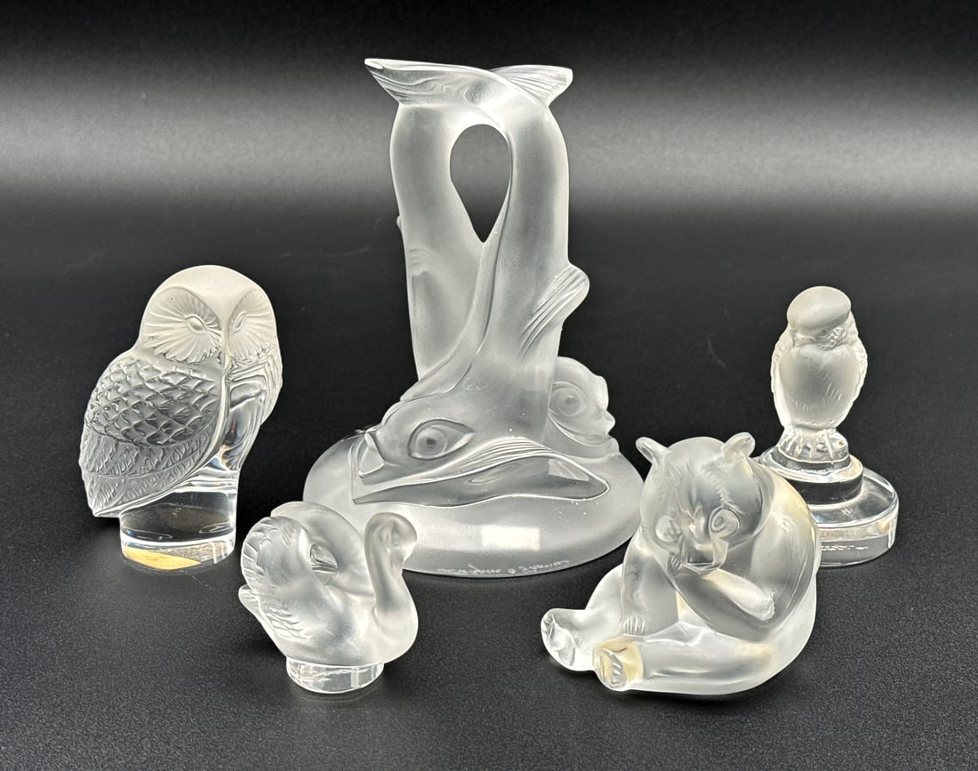 Five Lalique Glass Animal Figures (1 of 9)