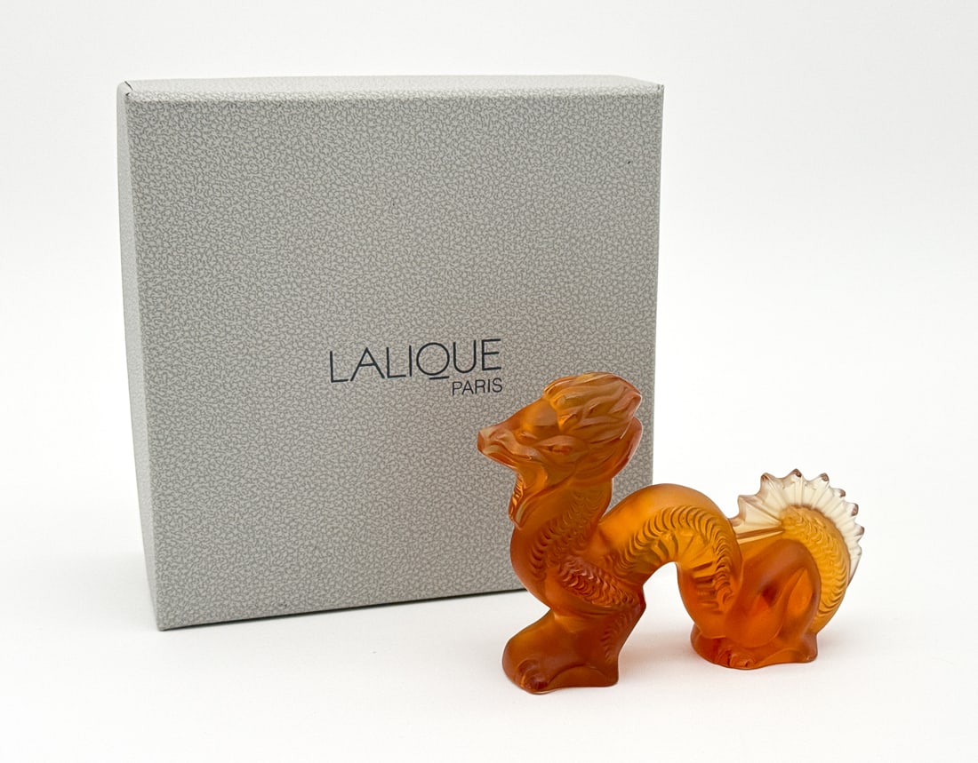 Lalique Amber Glass Tialong Dragon In Box (1 of 5)