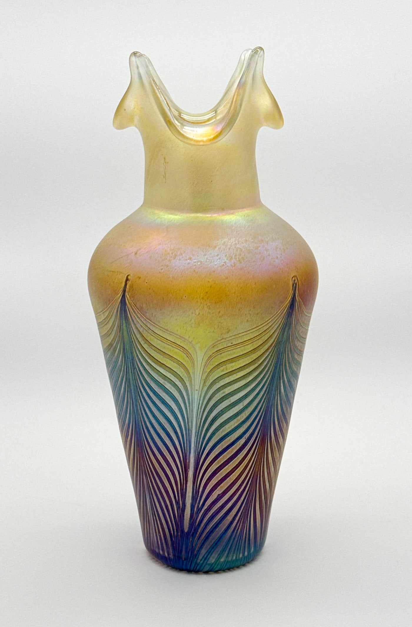 Pulled Feather Iridescent Art Glass Vase (1 of 5)
