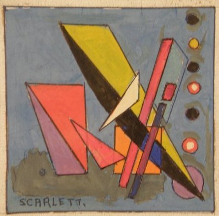 Rolph Scarlett (Canada/ USA, 1889 - 1993): "Geometric Abstraction", gouache, SND LL, 5" x 5", 10 1/2" x 10 1/2" Framed under Glass, Condition is Good, provenance: from artists estate, to Woodstock collector, to present owner