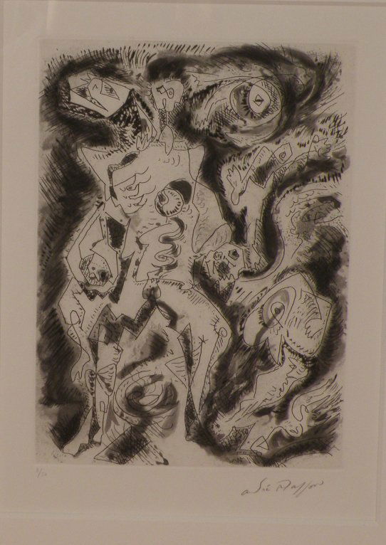 Andre Masson (France 1896 - 1987): "Surreal Abstraction" Lithograph, Edition 2-50, snd LR, 12"H x 8"W, 25"H x 21"W Framed under Glass, Condition Very Good