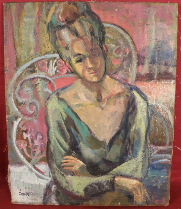 Reta Soloway (Long Island, 1910 - 1999): "Portrait of Mme. X", o/c, in Matisse Style, snd LL , 20" x 16", unframed, Provenance: estate of the artist, Known for her portraits, Member of Allied Artists of America, Catherine Lorillard Wolfe Art
