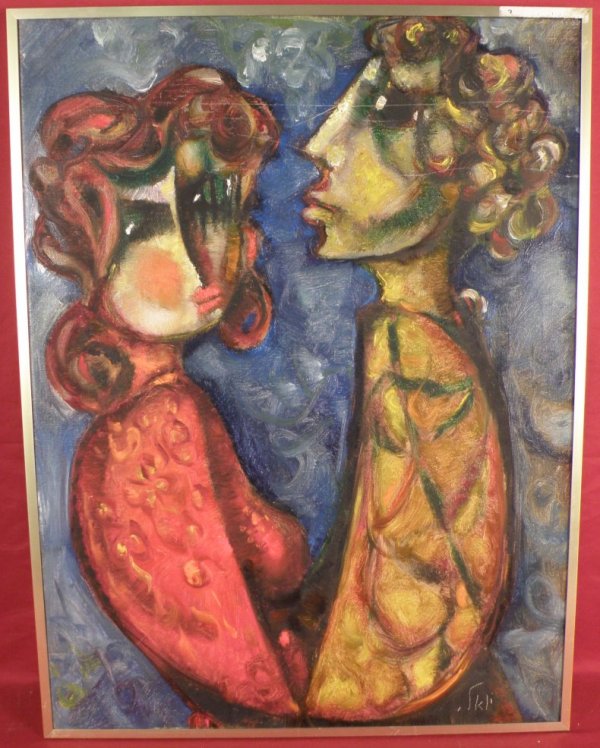 Joel Kass (Poland/ Israel 1937) "Portrait of: Man and Woman", 0/c, 1974, snd LR, 28"H x 21", 29"H x 22"