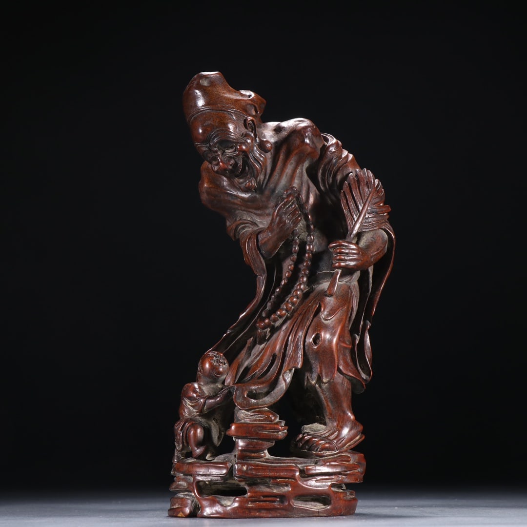 A Qing Dynasty bamboo carving Arhat ornament (1 of 9)