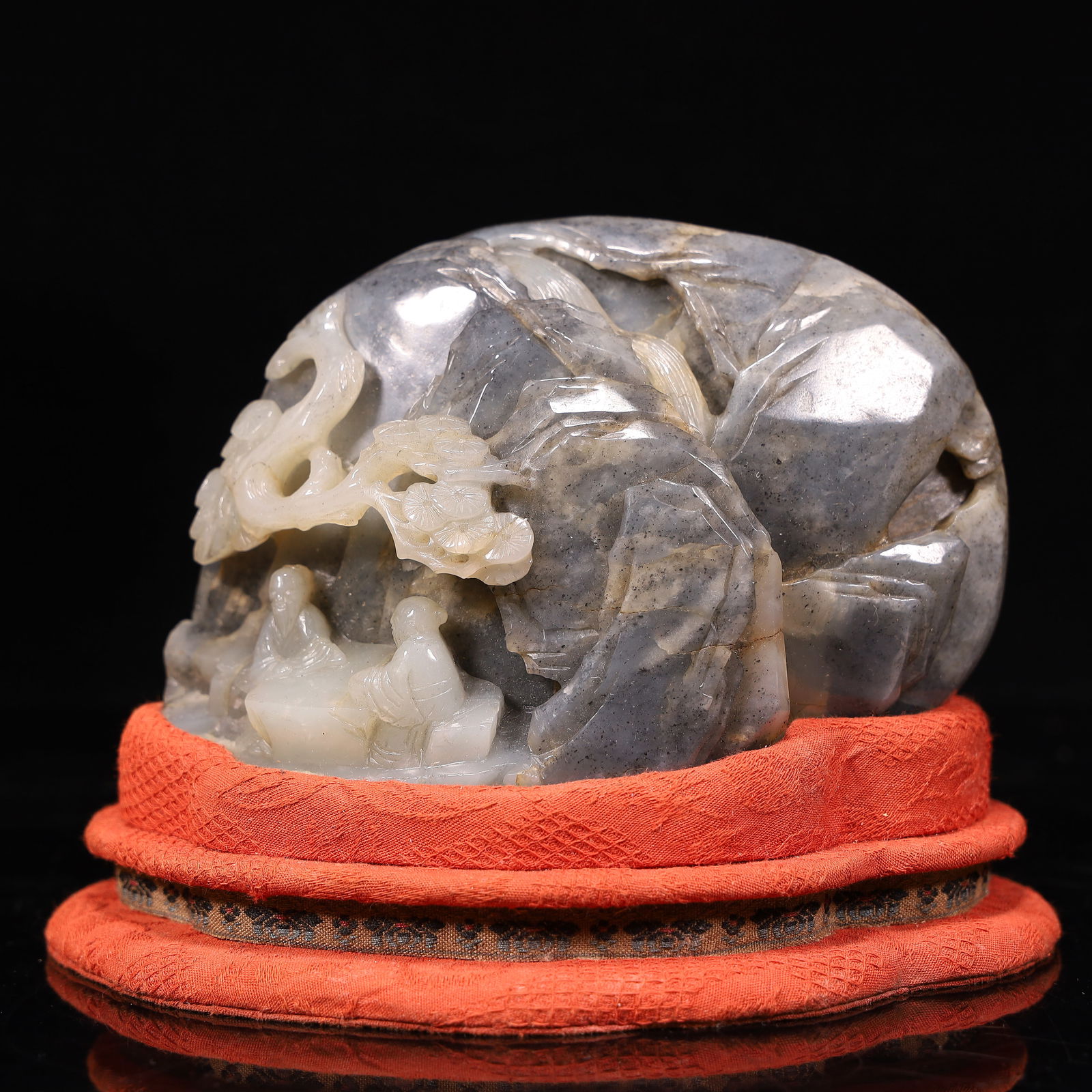 A Qing Dynasty blue and white jade carving figure Shanzi (1 of 8)