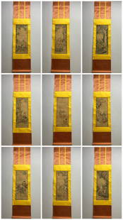 A picture of Ding Guanpeng's Arhat Ten Screens of the Qing Dynasty: Ding Guanpeng's Luohan Ten Screens of the Qing Dynasty Size: 33x82cm (The Dimensions Of All Batches Are Manually Measured.If You Need More Detailed Information, Please Contact Our Customer