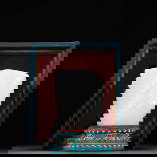 A Qing Dynasty Hetian jade carved landscape figure poetry cup: Qing Dynasty Hetian jade carved landscape figure poetry cup SIZE: H:7.8cm W:6.6cm W:223g (The Dimensions Of All Batches Are Manually Measured.If You Need More Detailed Information, Please Contact