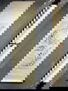 A landscape picture of Huang Binhong: Huang Binhong's landscape map SIZE: 100x33cm (The Dimensions Of All Batches Are Manually Measured.If You Need More Detailed Information, Please Contact Our Customer Service Before Bidding.)