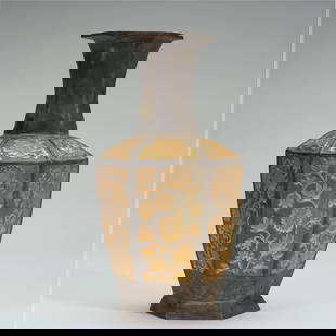 A piece of Tang Dynasty silver partial gilt hexagonal bottle: Tang Dynasty silver partial gilt hexagonal bottle SIZE: H:16 cm (The Dimensions Of All Batches Are Manually Measured.If You Need More Detailed Information, Please Contact Our Customer Service