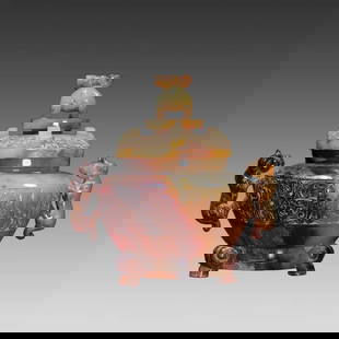 A piece of Tuqin Hongqin amphora three-legged stove: Tuqin Hongqin amphora three-legged furnace SIZE: 134x99134mm W:588g (The Dimensions Of All Batches Are Manually Measured.If You Need More Detailed Information, Please Contact Our Customer Service