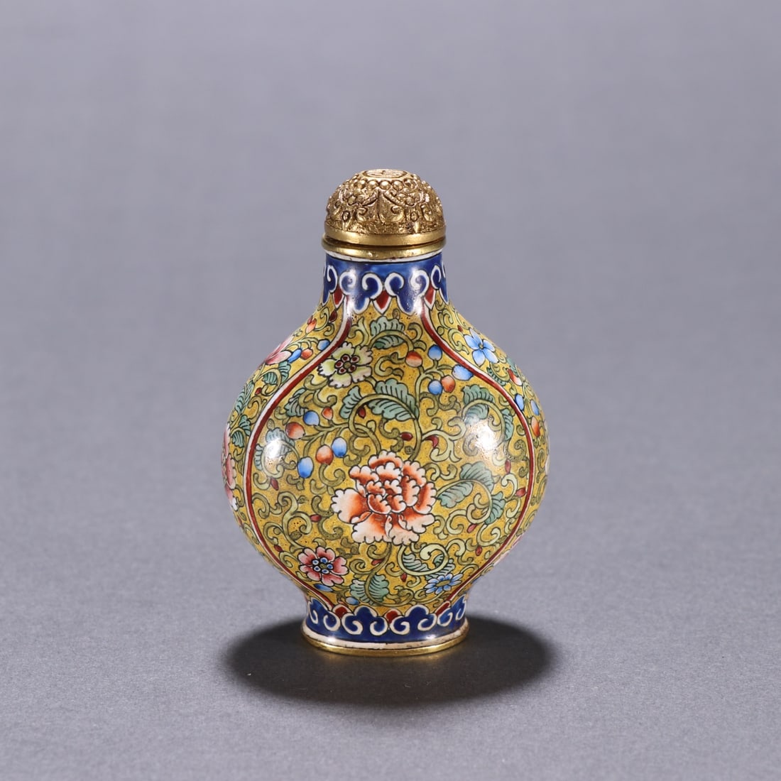 A piece of Qing Dynasty copper fetal painting enamel twig pattern snuff bottle (1 of 9)